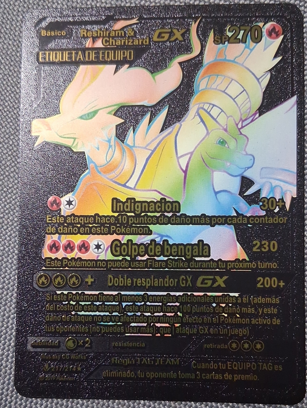 Reshiram & Charizard GX Rainbow Trainer Tag Team Pokémon Card